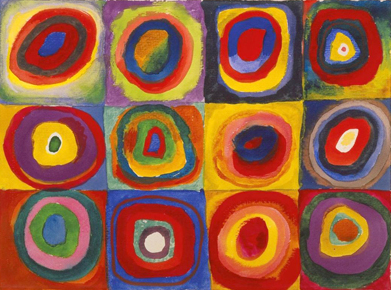 Color Study: Squares with Concentric Circles